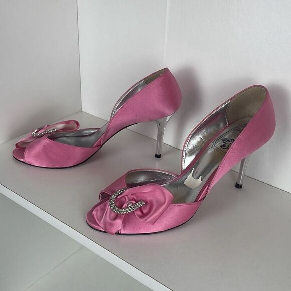 Jinny Kim Pink Satin D'Orsay Pumps 39.5 - Picture 2 of 16